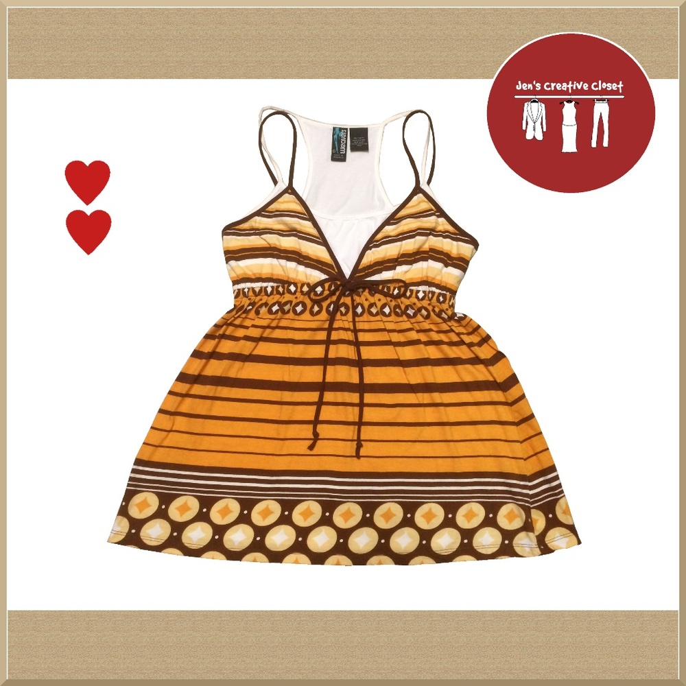 Women's Orange and Brown Stripe Tank Top